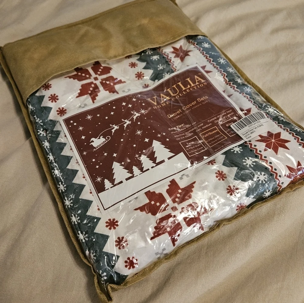 Lightweight Microfiber Duvet Cover Set, Printed Reindeer, Christmas